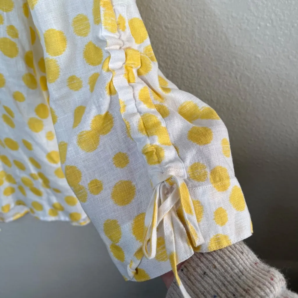 John Mark  Yellow Polka Dot Linen Lagenlook Tunic Top L - Image 3