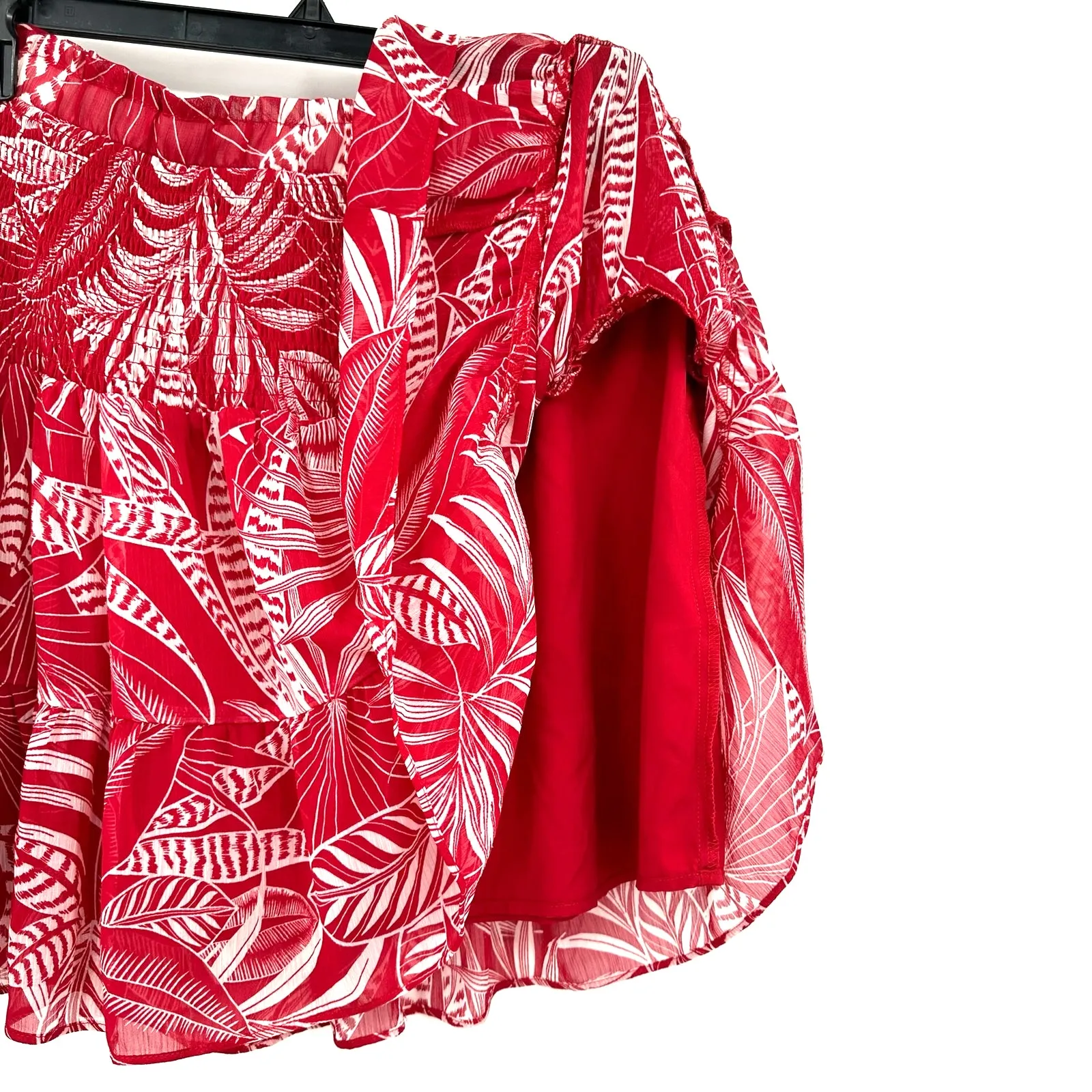 Banana Republic Size Large Skirt Red Floral Tiered Mini Hawaiian‎ Lined - Image 3