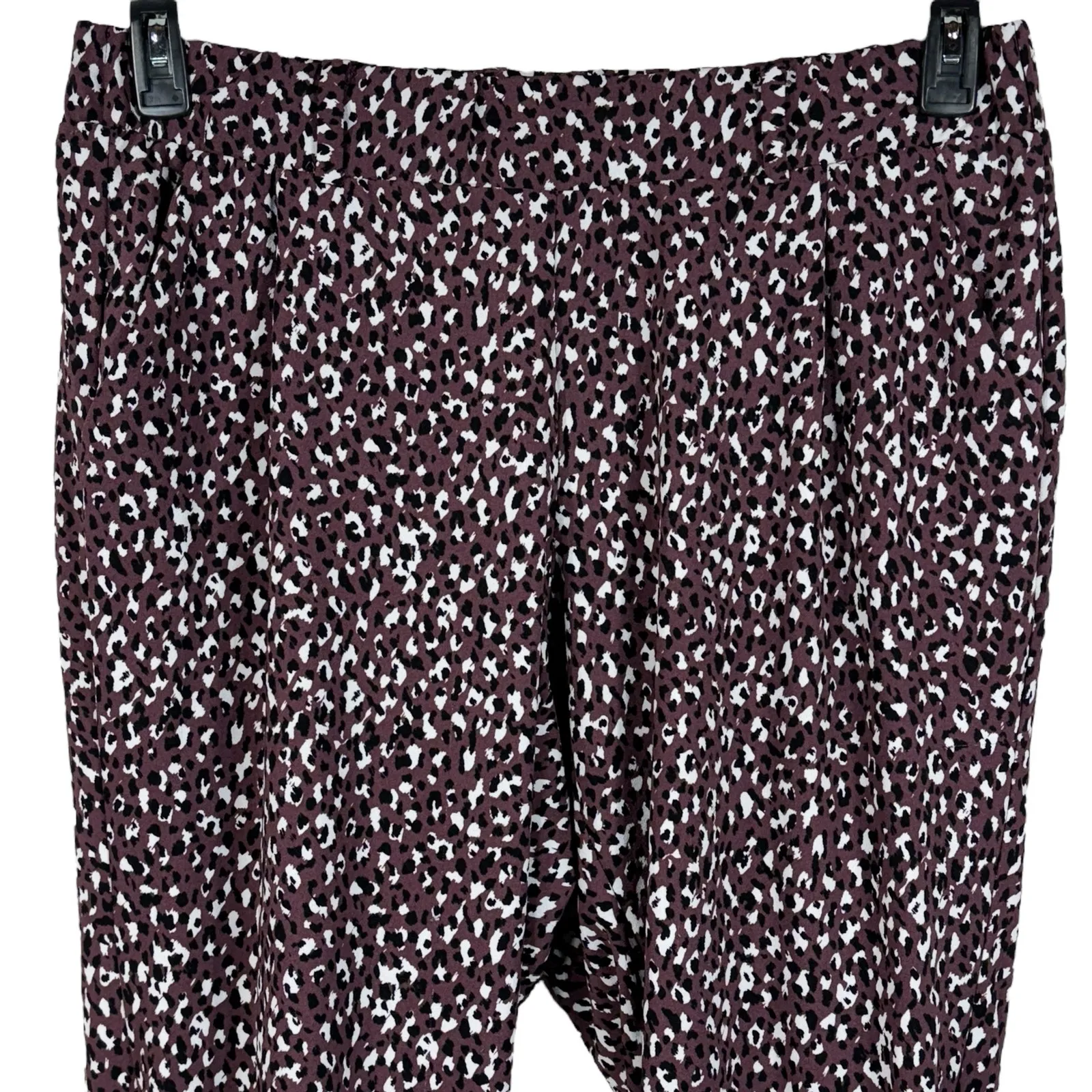 Torrid SZ 1 (1X-Large) Taper Crepe Pants Stretch Leopard Hi-Rise Pleated Purple - Image 2