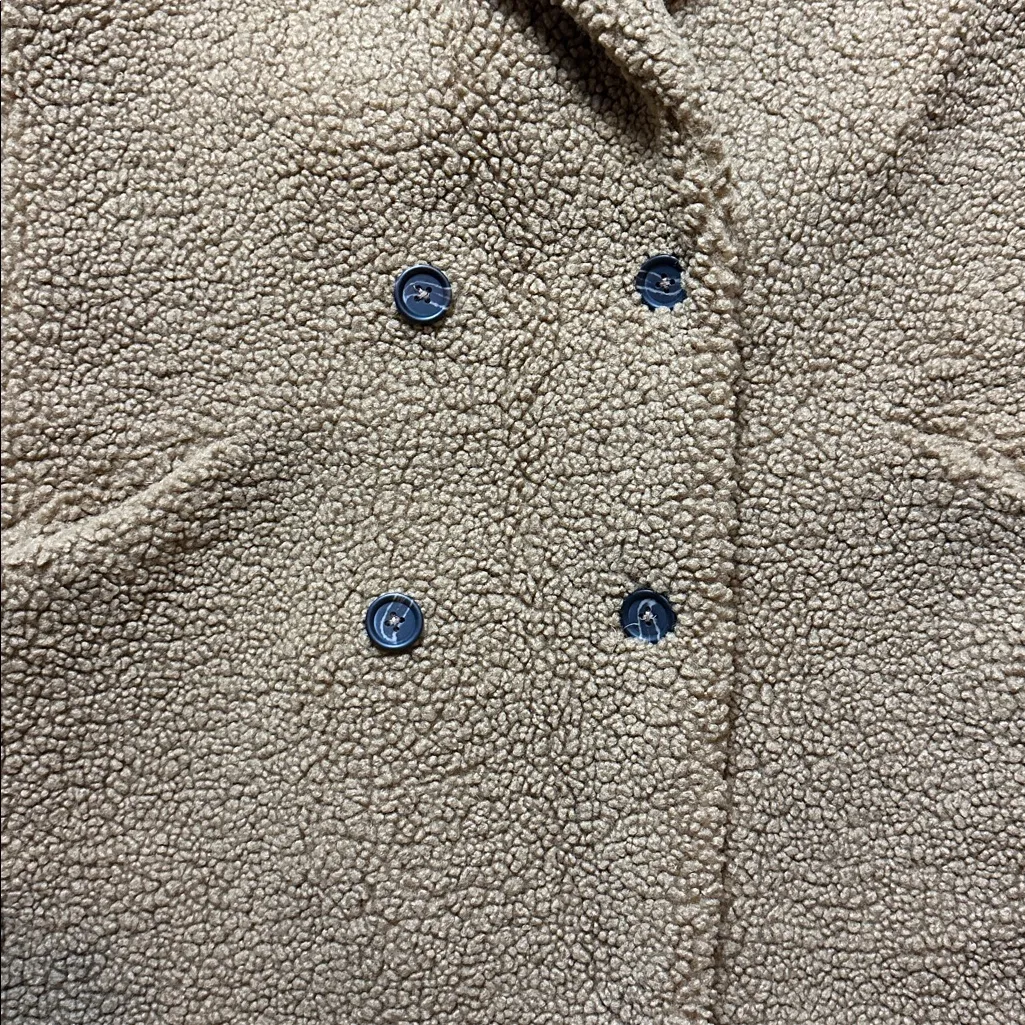 NWOT NINE WEST TAN CAMEL TEDDY BEAR LONG TRENCH JACKET - Image 5