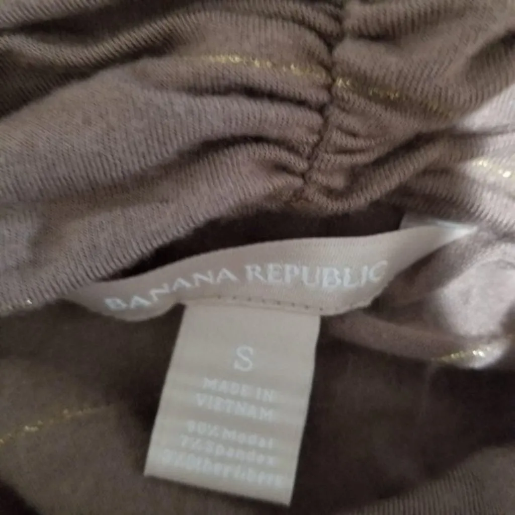 Banana Republic S Brown Striped Long Sleeve Cowl Neck Top 90% Modal 7% Spandex - Image 2