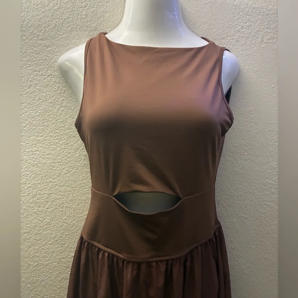 Cupshe Chocolate Brown Cut Out Maxi Dress L - Image 8