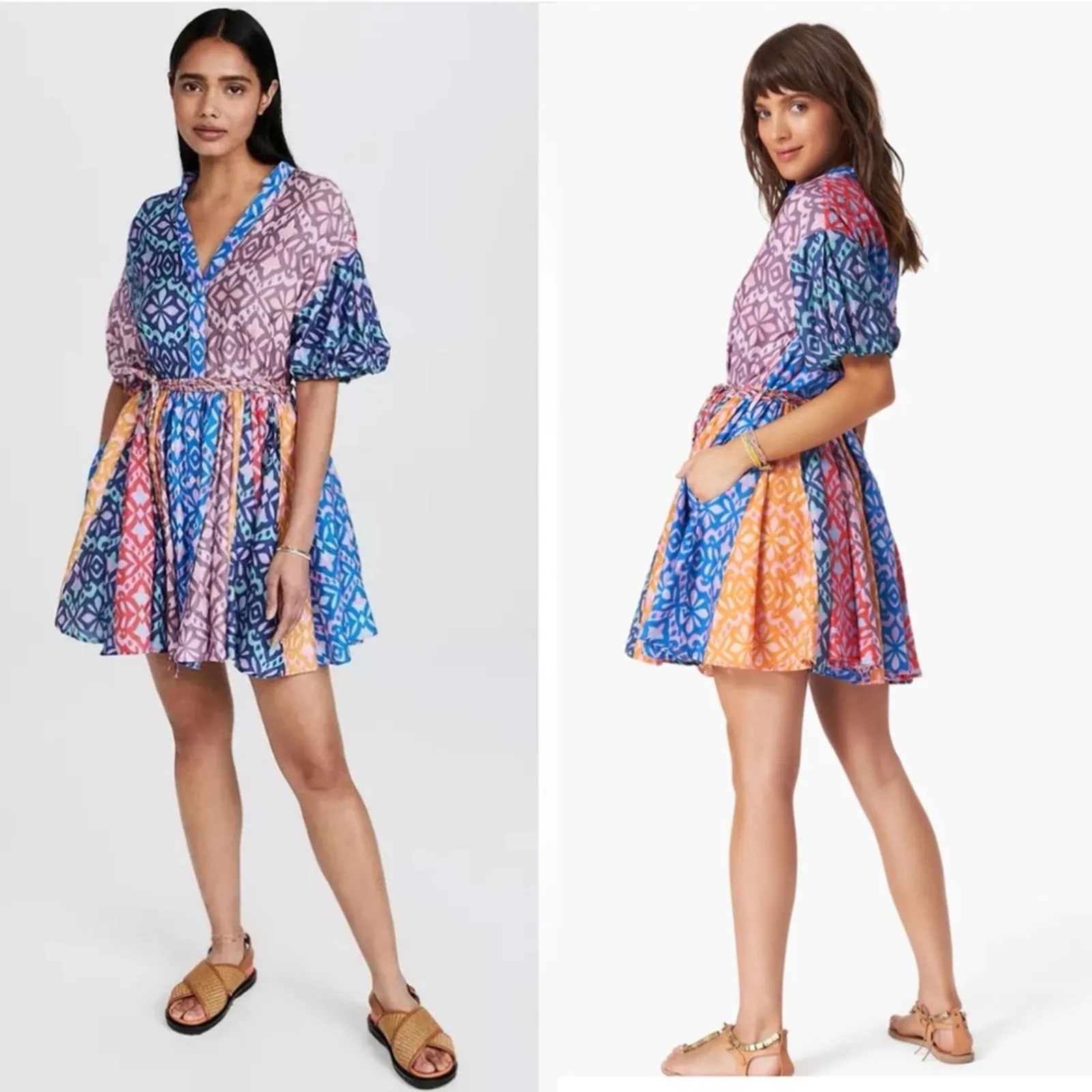 Xirena Lenna Mini Dress Fiesta Multicolor Size XS resort wear coastal Boho chic Blue - Image 2