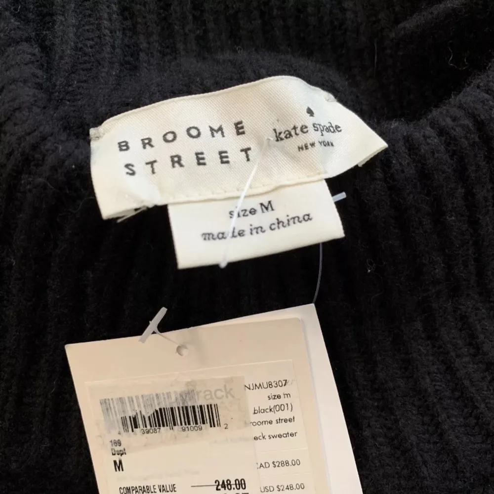 Kate Spade New York Broome Street black sweater medium pearl buttons New NWT - Image 7