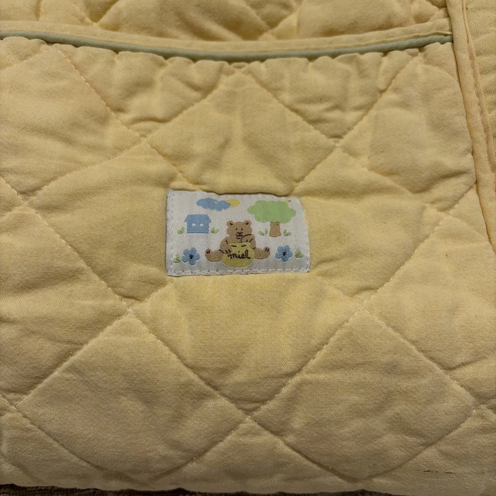 Jacadi Quilted‎ Baby Diaper Bag Yellow Tote French Boutique Retro Style - Image 2
