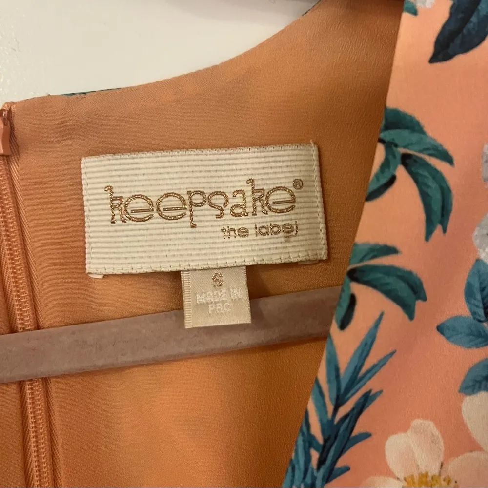 Keepsake The Label Strangers floral print dress in Botanical Peach Print Orange - Image 4