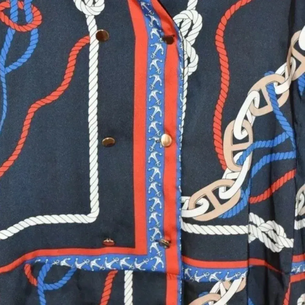 Zara Nautical Coastal Knot Print Chains Dress Jacket Long Sleeve Size XS - Image 10