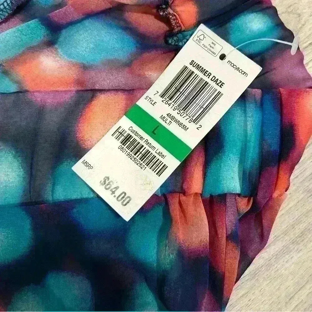 NWT Macy’s Bar III Swim Cover Up Wide Leg Pants Sheer Polka Dot Chiffon Size L - Image 4