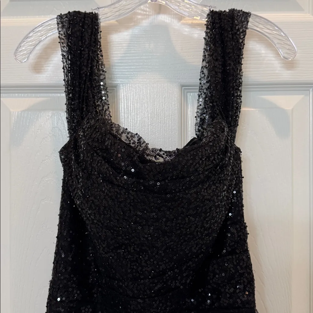 Mac Duggal 20515 Black Off the Shoulder Sequin Panel Train Gown Size 4 NWT - Image 6