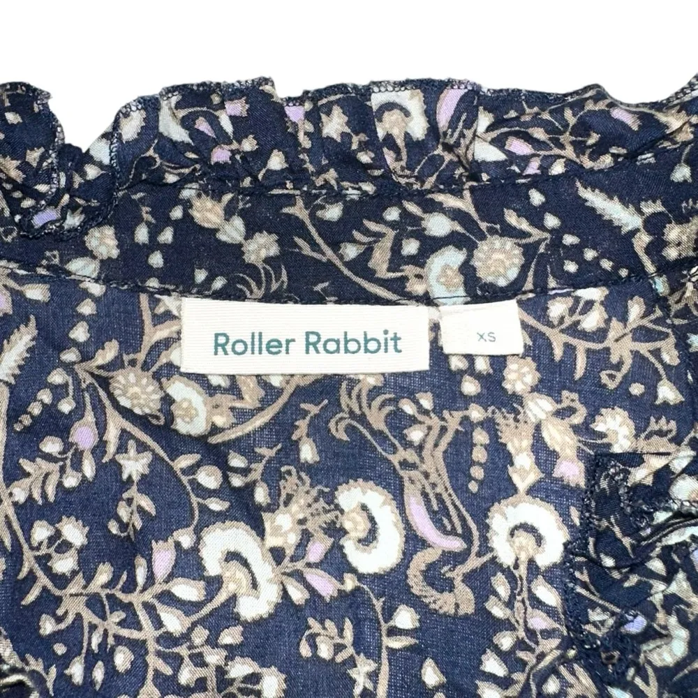 Roller Rabbit Garden Forest Janni Floral Print Long Sleeve Navy Short Dress XS - Image 4