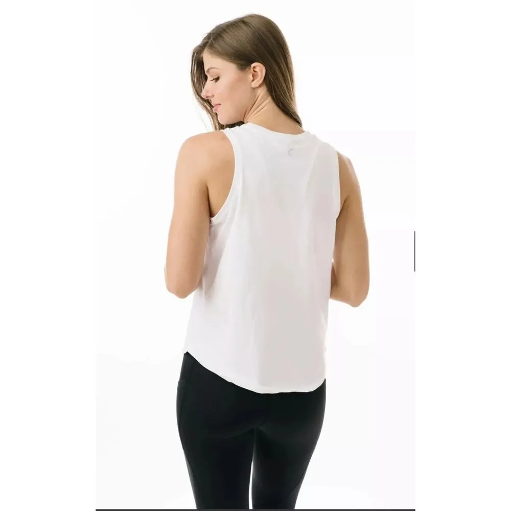 NEW Zyia White South Beach Logo Crewneck Athletic Workout Tank Top XL - Image 2