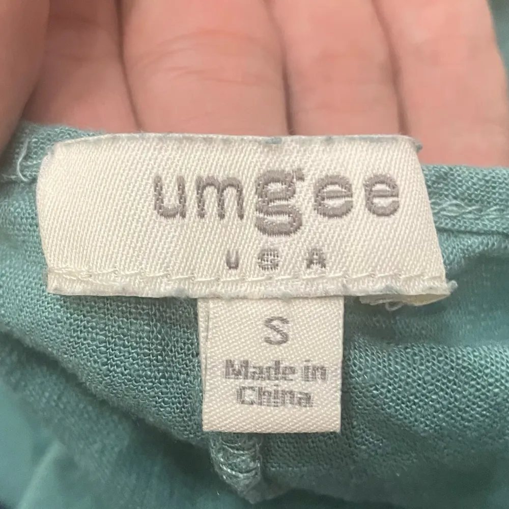 linen-blend green layered ruffled multipatterned top / S / Excellent cond. - Image 2