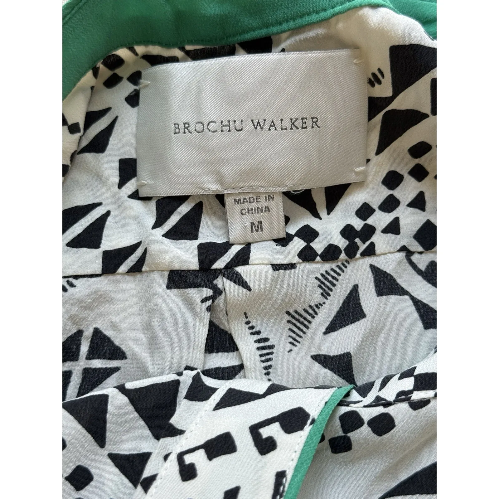 Brochu Walker Aubrey Tunic Dress Medium Silk Shift Sleeveless Black White Print - Image 3
