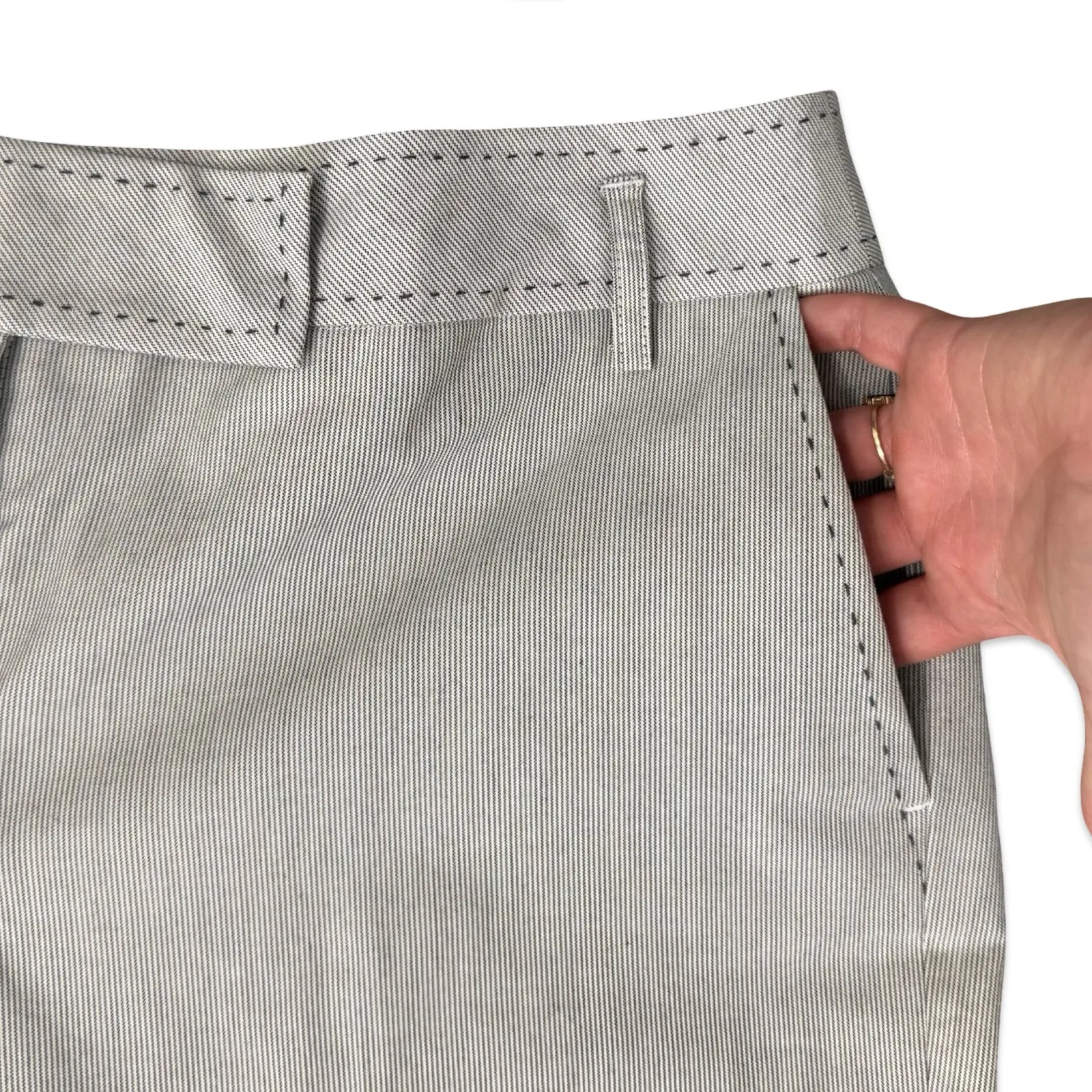 LOFT White Black Thin Pinstripe Blazer sz 12P Wide Leg sz 8 Pant Suit NEW Tags - Image 15