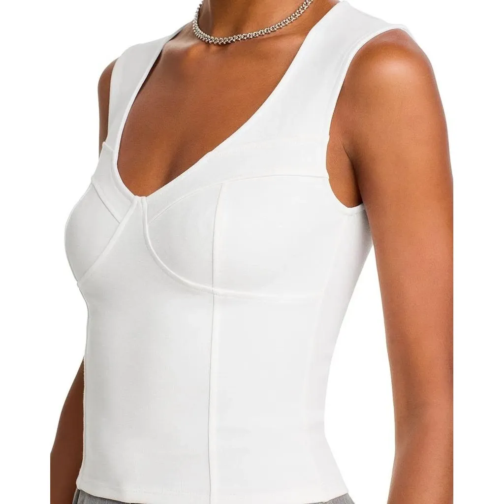 AQUA Bloomingdales White Bustier Tank Top Sleeveless Fitted XS‎ - Image 3