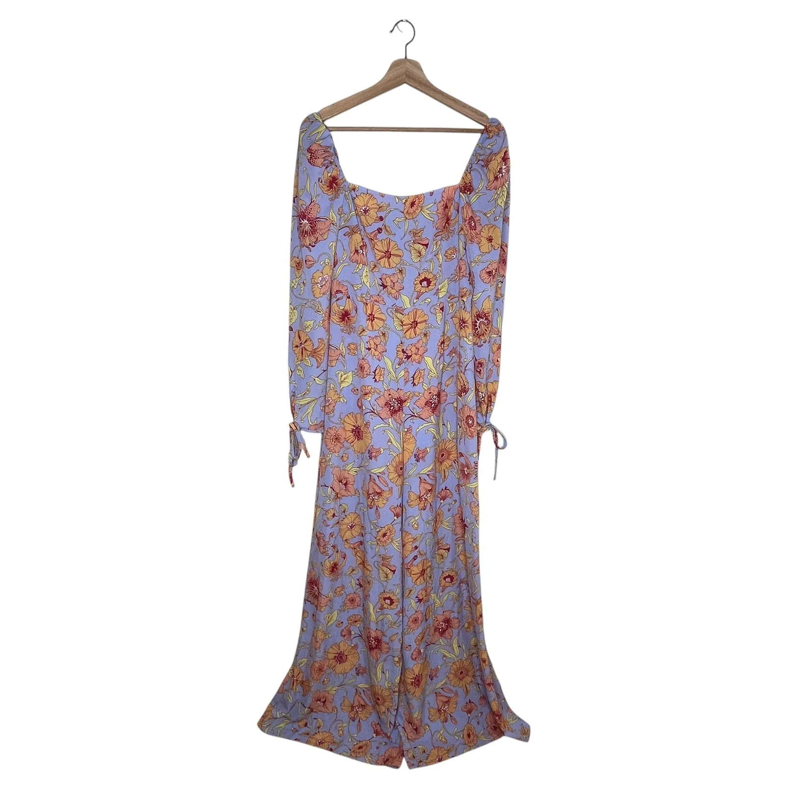 ASOS Women's Floral Bubble Crepe Square Neck Long Sleeve Jumpsuit 6 Tall - Image 3