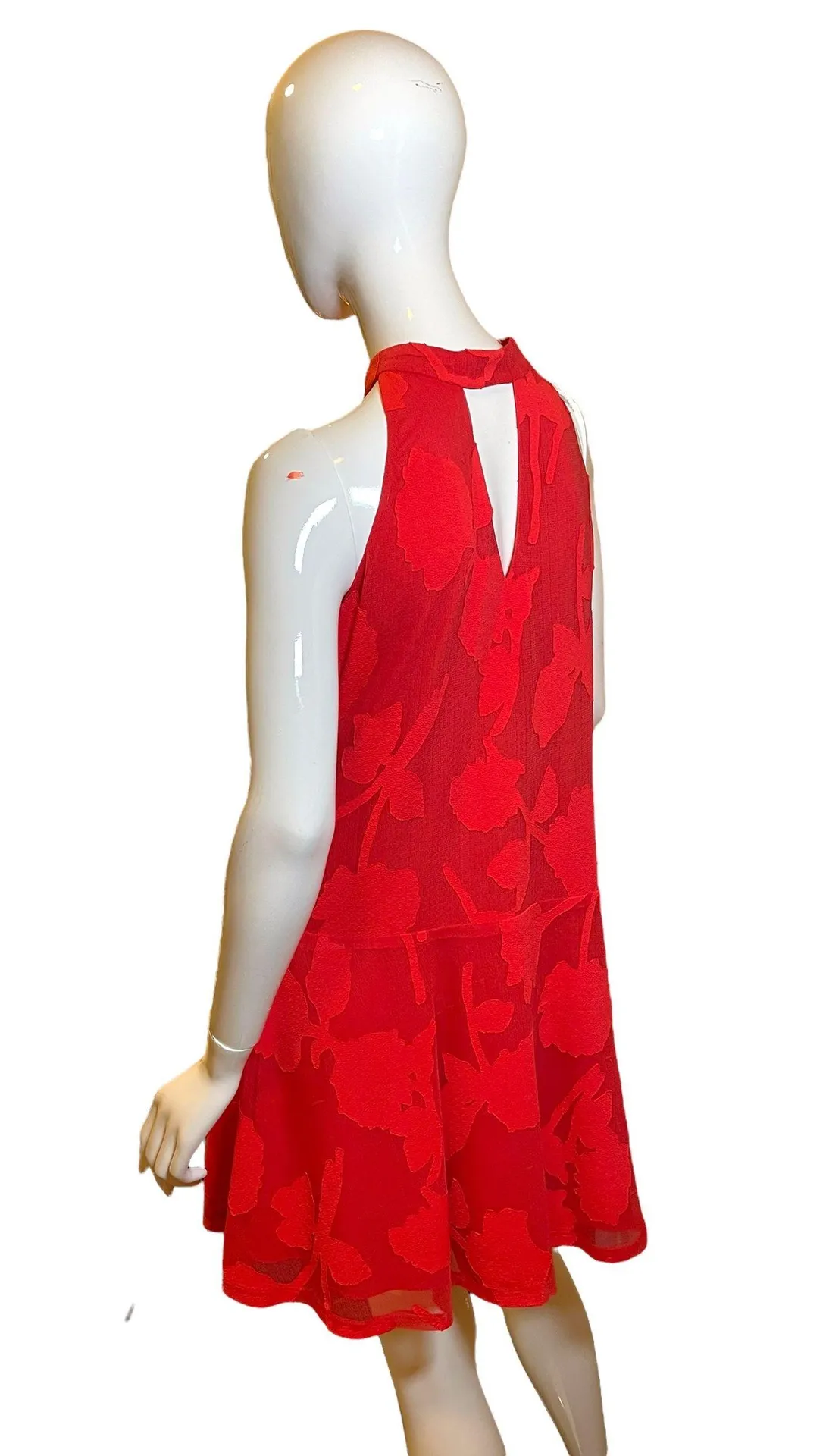 Halter Keyhole Red Jacquard Flapper Cocktail Dress - Image 8