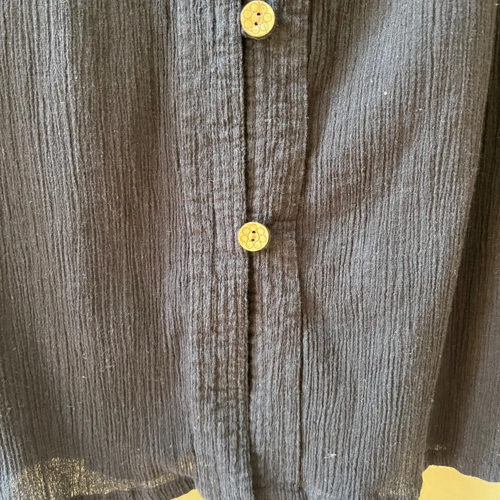 Le Cove Sz M Navy Blue Crepe Midi Shirt Cover Up Dress Button Down V Neck Size M - Image 6