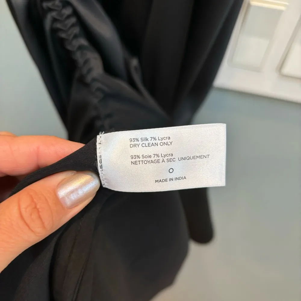 ALIELLO By Frankie’s Bikinis Black Silk Slip Dress Ruched Side L - Image 10