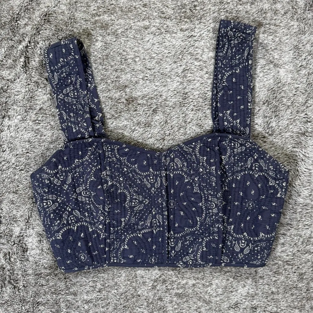 Madewell Quilted Sweetheart Crop Top Sz 2 - Image 2