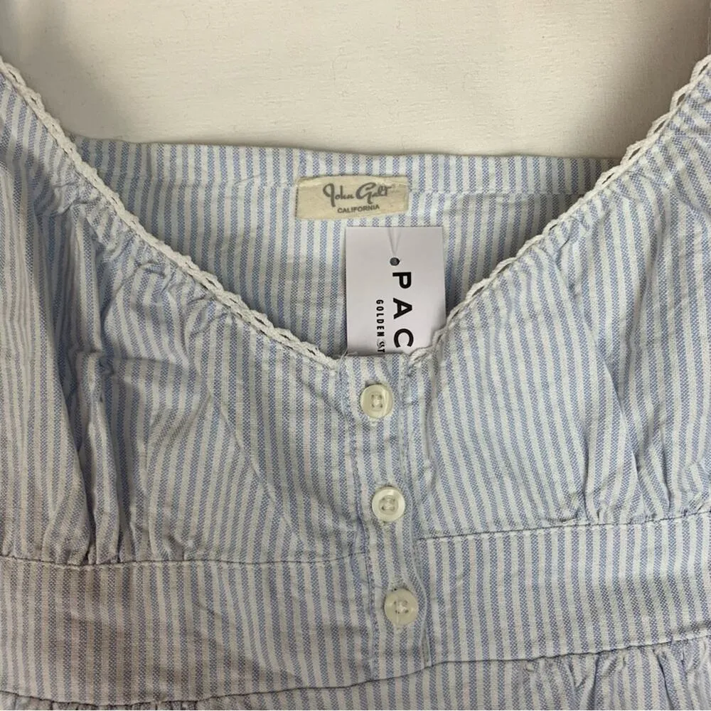 John Galt women's one size small stripe dress blue white seersucker brandy mini - Image 6