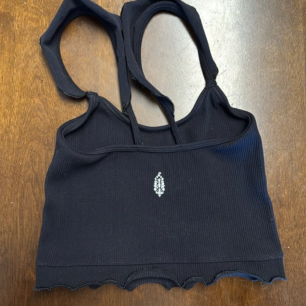 Free People Movement Free Throw Ruffle Longline Bralette Brami Sports Bra Tank Black - Image 3