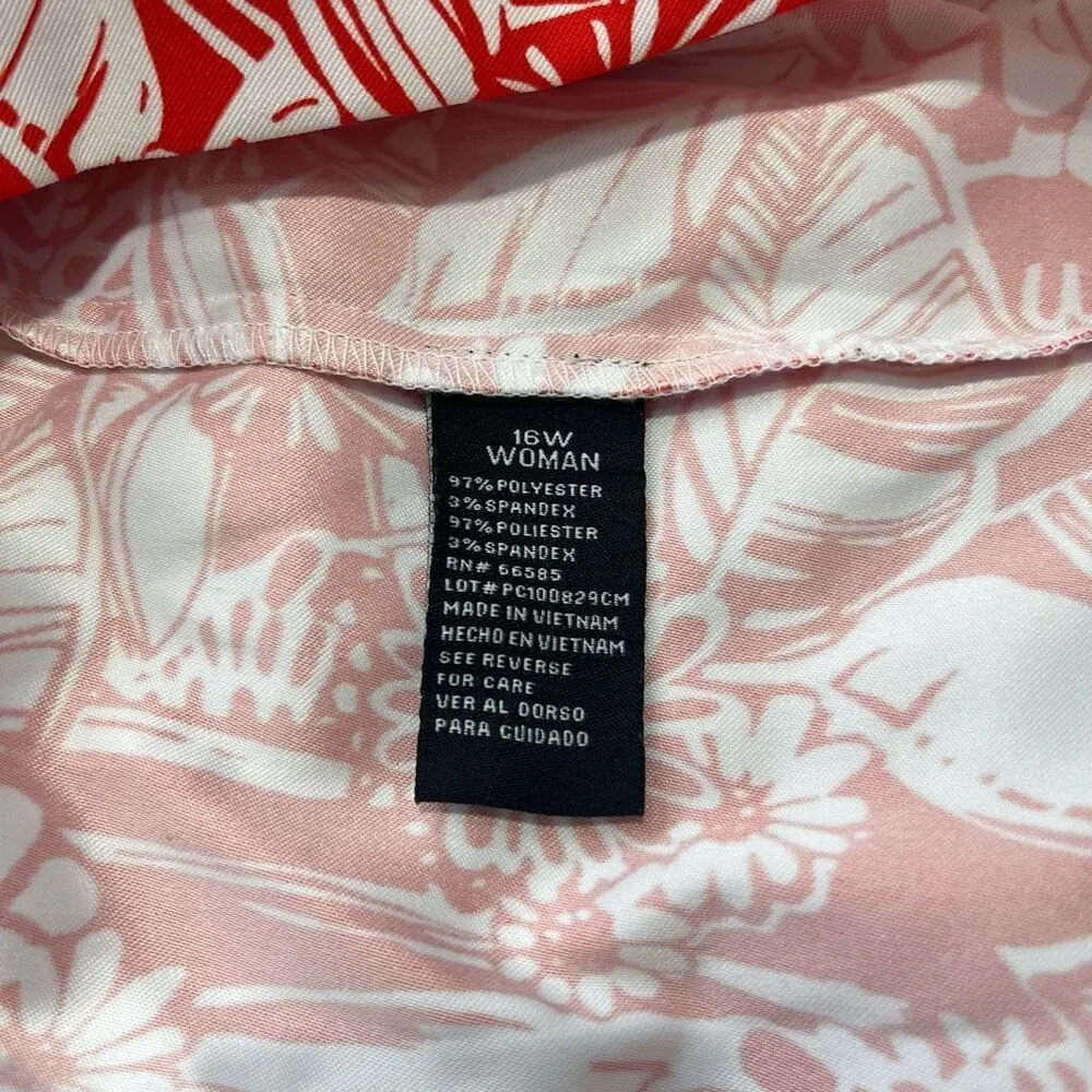 Perceptions Woman Floral Sleeveless Mini Dress Size 16W Orange White - Image 7