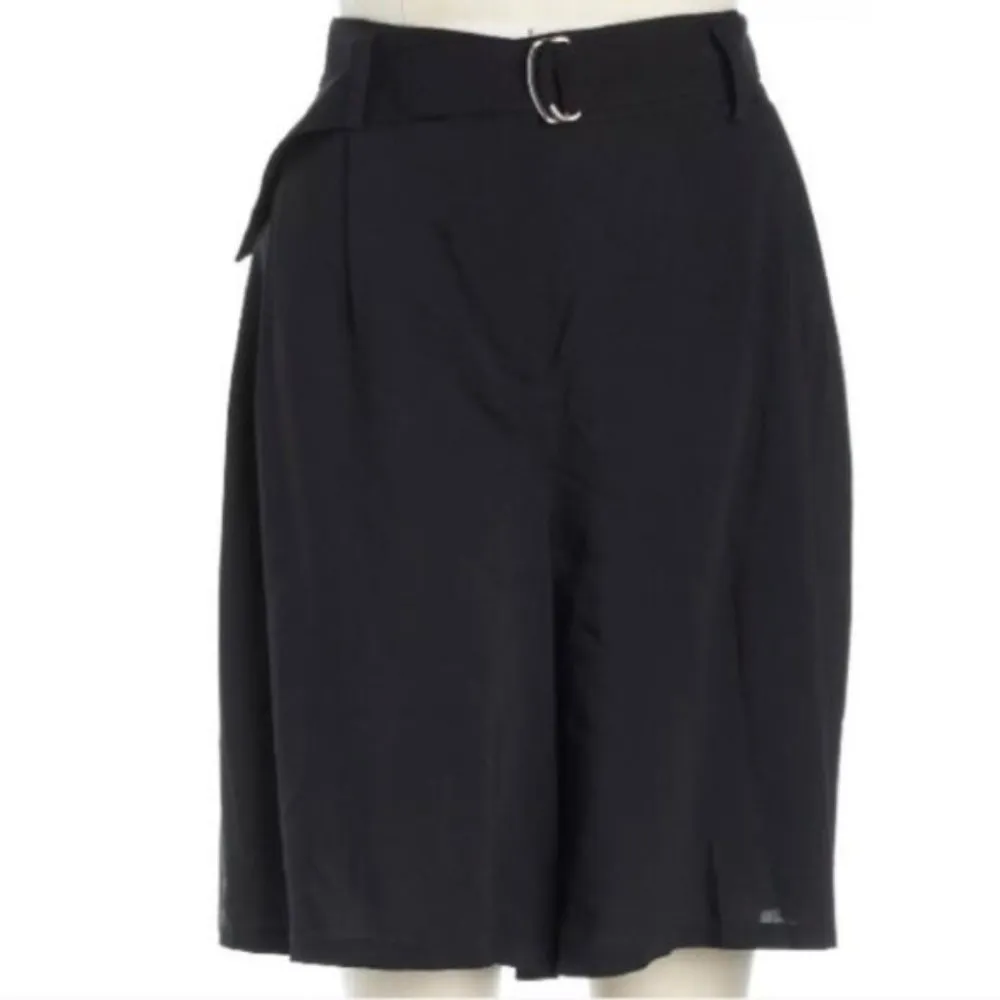 Theory  Dress Shorts 8 High Rise Cady Seltha Belted Black Luxury Formal Career - Image 3