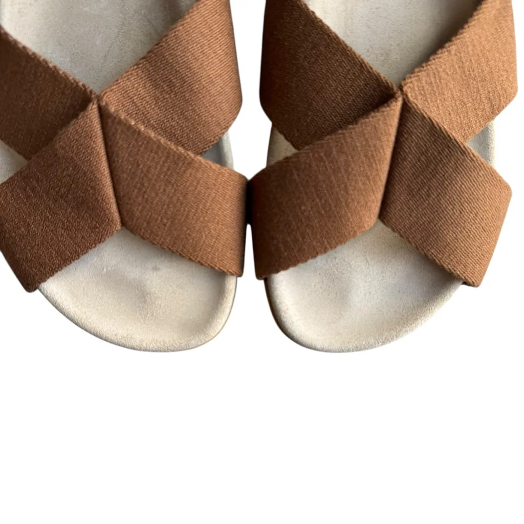 Jenni Kayne - NWOB Cotton Crossover Sandals Walnut Brown Slides Sz EU 36 - Image 3