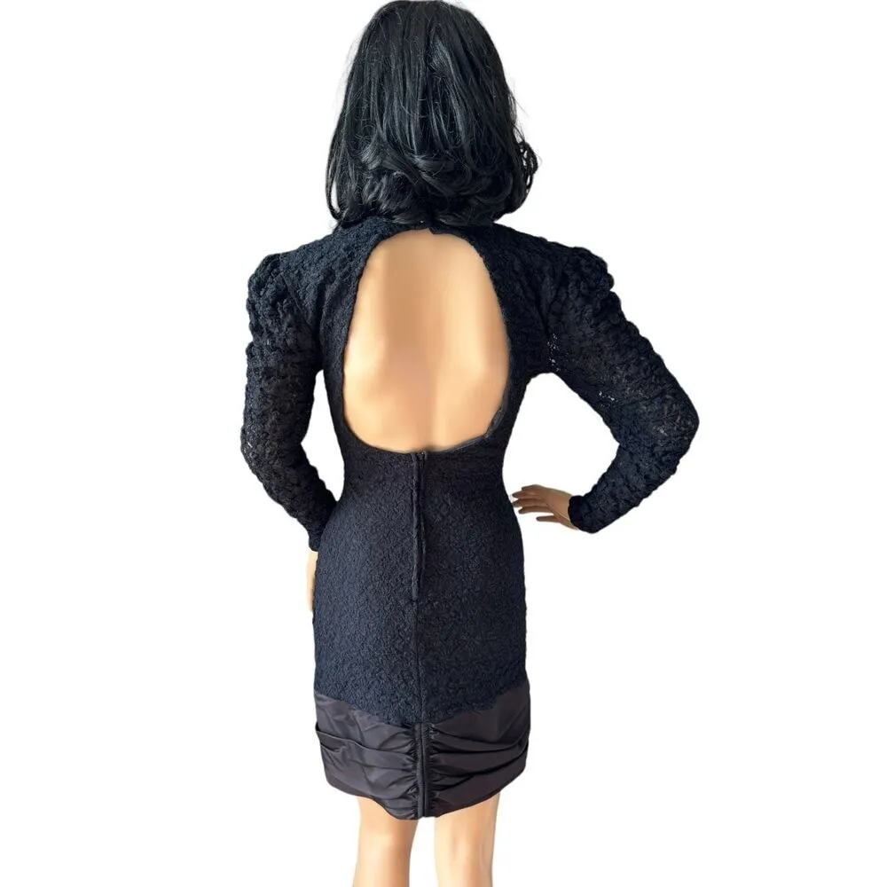 Vintage 80's Diamond's Run by Wayne Diamond sequin beaded black dress X - Image 3