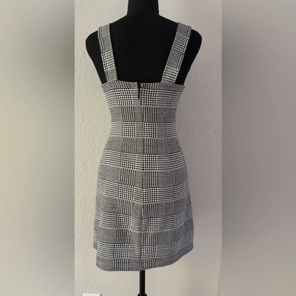 Excellent Topshop Houndstooth Floral Pattern Knit A Line Dress US 4 XS S - Image 4
