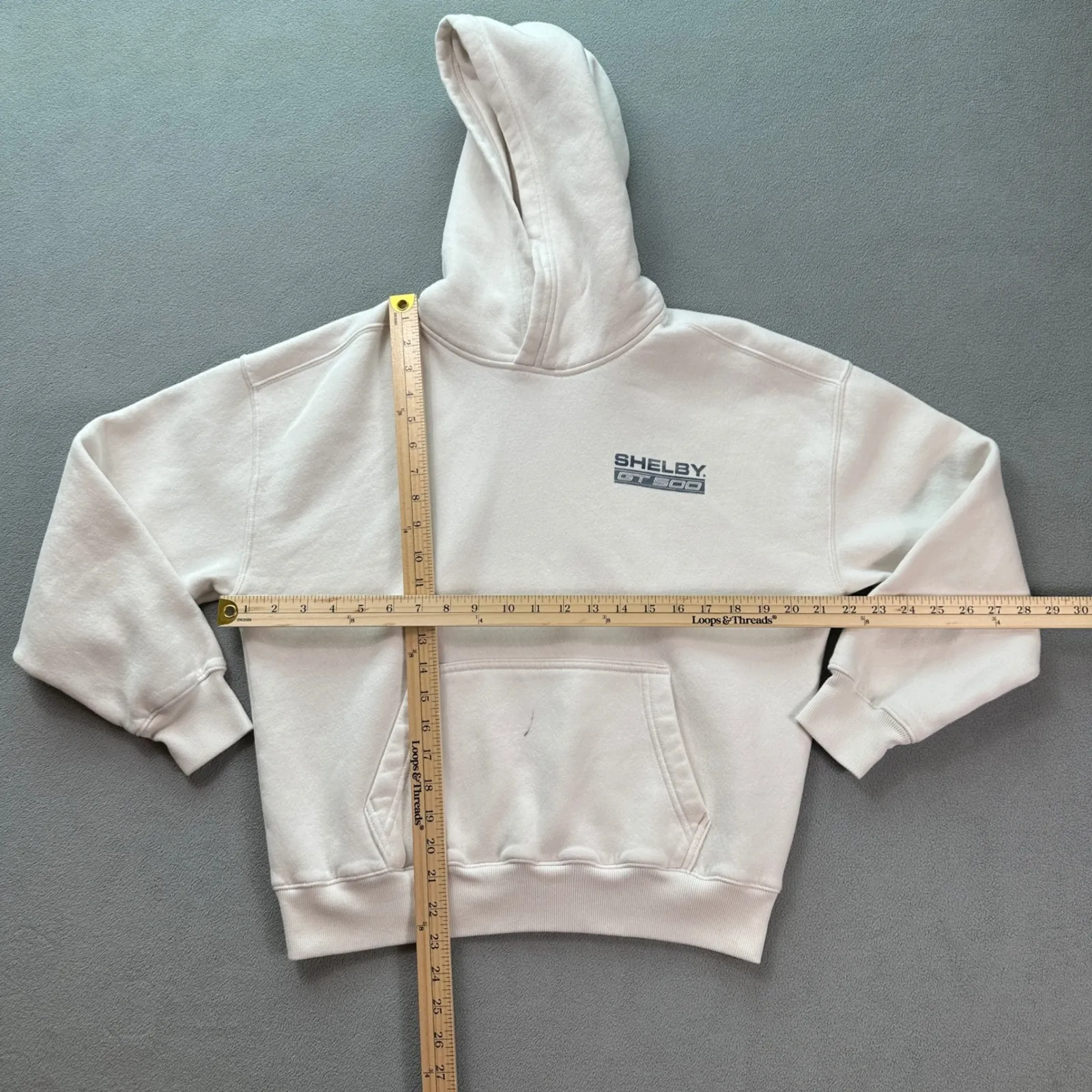 Hollister Shelby GT 500 Ford Hoodie Women's XS Cream Boxy Fit Cotton Blend Car - Image 3