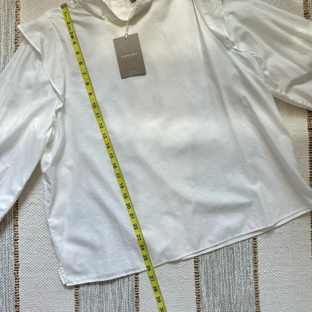 Everlane The Wing-Shoulder White Mockneck Long Puff Sleeve Pullover Top Size 14 - Image 8