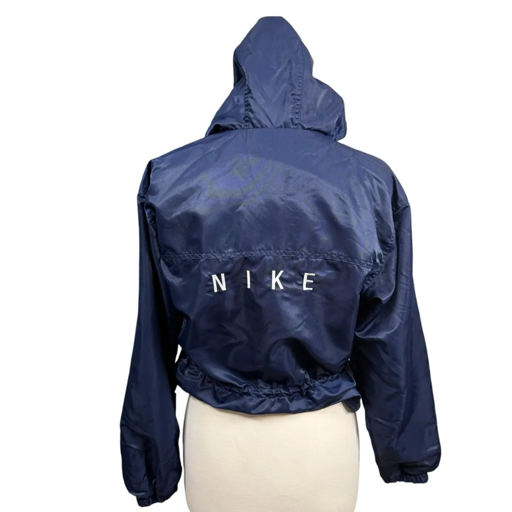Nike Y2K Women’s Navy Blue Hooded Windbreaker Jacket Size Small - Image 5