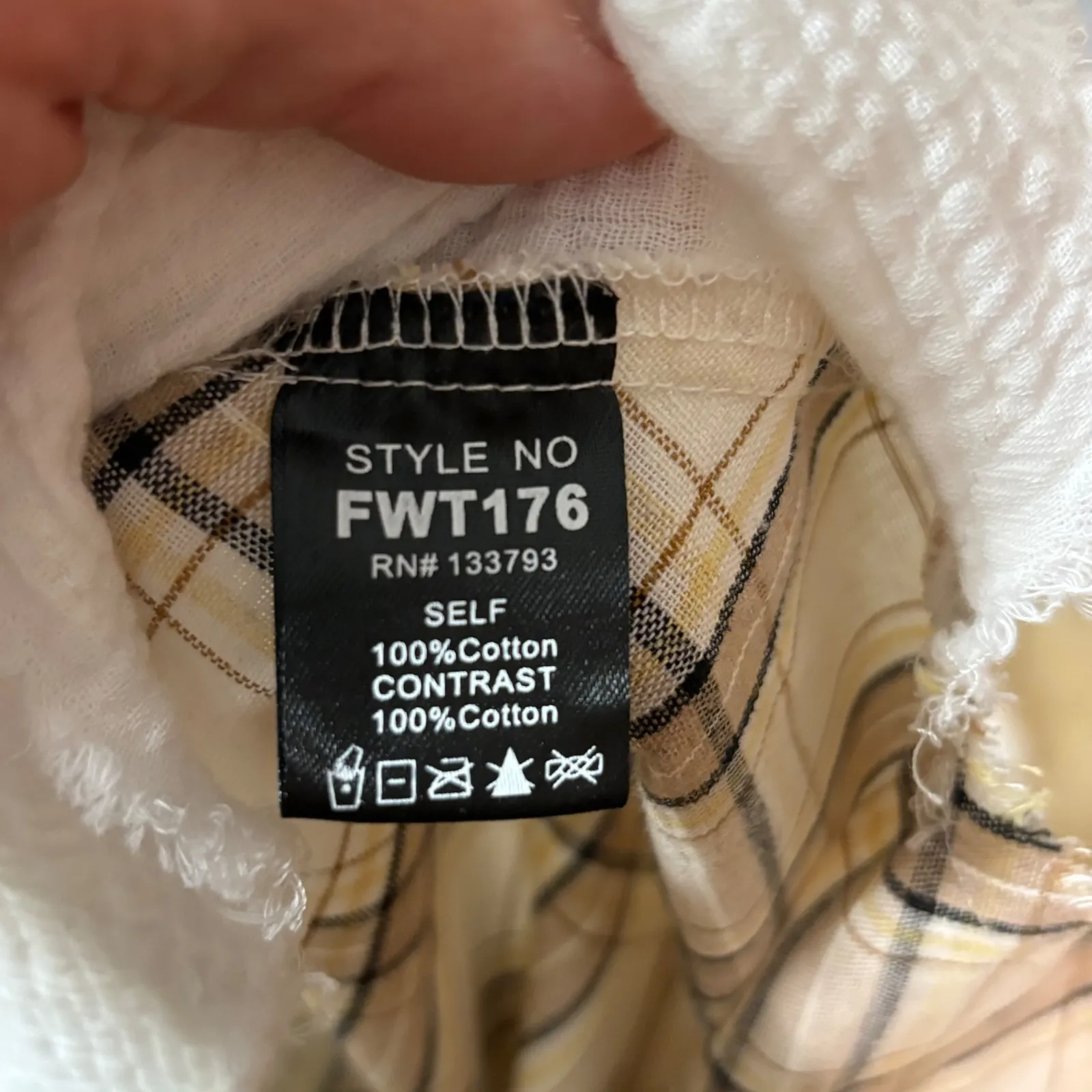 POL  Plaid Button-Up Top Raw Hem gauzy‎ oversized Patchwork Shirt Small - Image 7