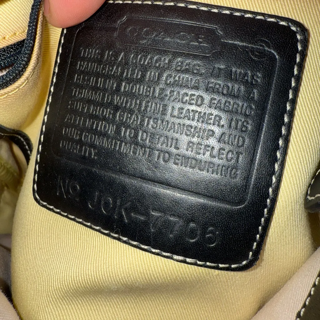 Vintage Coach Leather & Nylon Bag 7776 11x9” Black & Light Tan‎ V - Image 12