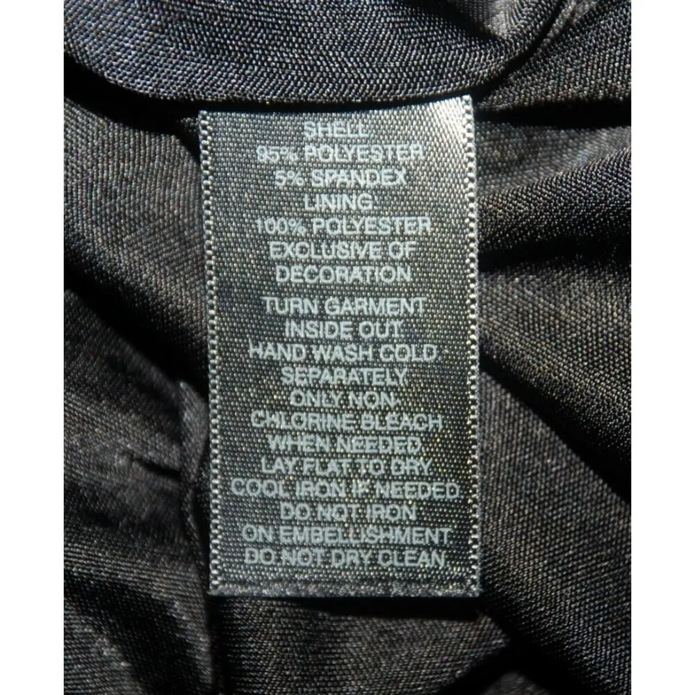 White House Black Market Black Dress Size XS Beaded Knee Length Short Sleeve LBD - Image 8