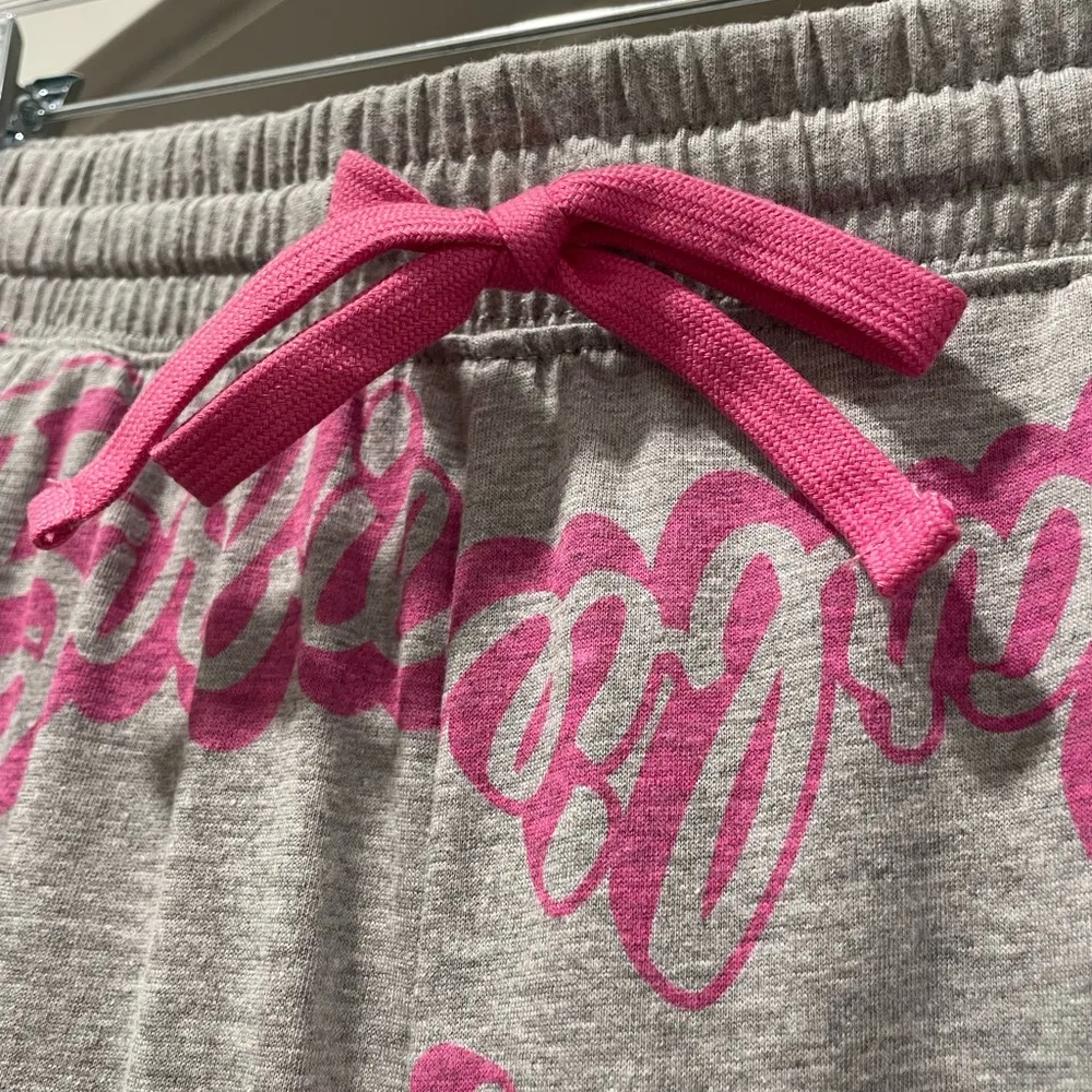 NWT Grey & Pink Barbie Logo Graphic Printed PJ Pajama Bottoms Lounge Pants - Image 5