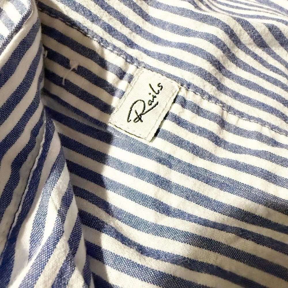 RAILS x NORDSTROM | Taylor Blue Banker Stripe Rhinestone Pearl Shirt | Large - Image 8