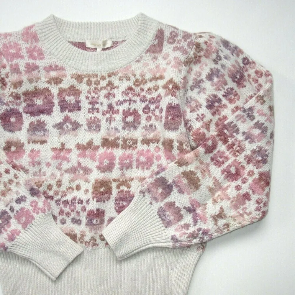 NWT LoveShackFancy Kirsten Pullover in Stradust Fantasy Knit Wool Sweater L $395 - Image 2