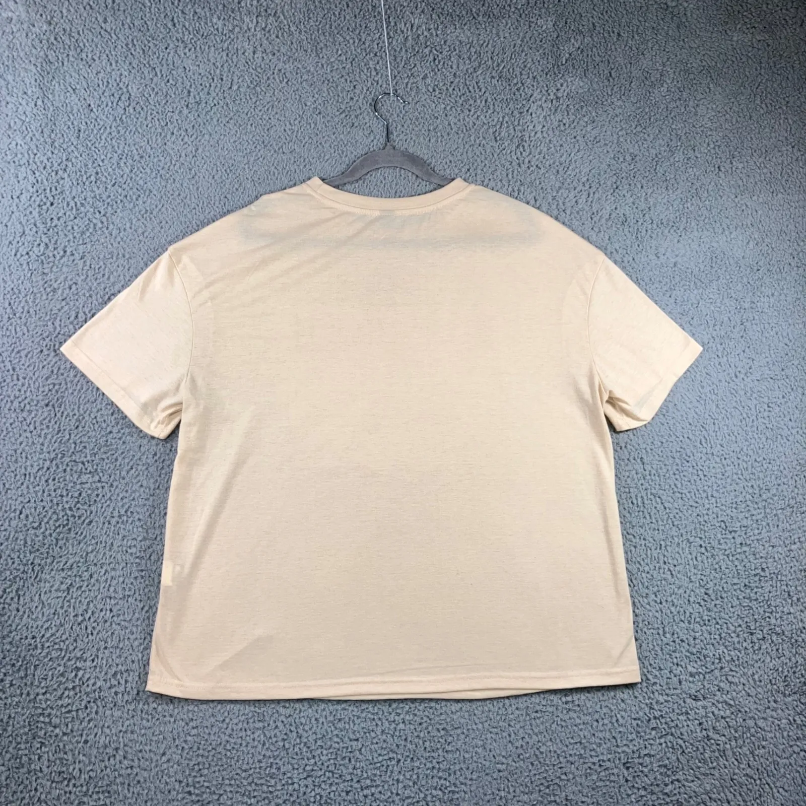 California Summer Graphic Print T Shirt Women 1XL Oversized Beige Short Sleeve - Image 2