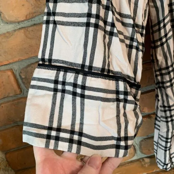 VS Victoria's Secret Plaid Flannel Sleep‎ Dress Button Front Long Sleeve Pink M - Image 3