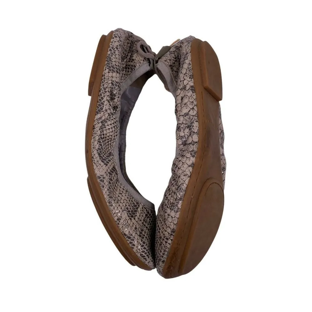 COLE HAAN Gray Python Print Leather Ballet Flats Size 6 B - Image 2