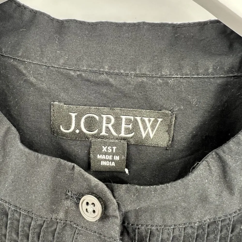 J. Crew Short Sleeve Mini Shirt Dress 100% Cotton Poplin Black Button Size‎ XST - Image 8