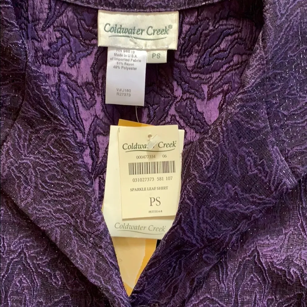 Coldwater Creek purple shirt top petite small PS SP Sparkle New RARE GORGEOUS - Image 2