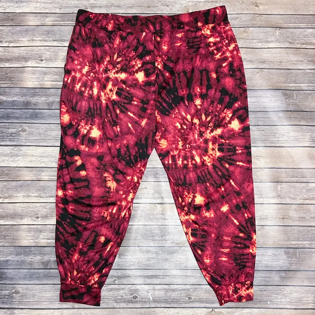 G By Giuliana Beet Red Purple Black Tie Dye Long Sleeve Jogger Jersey Set 2X - Image 12