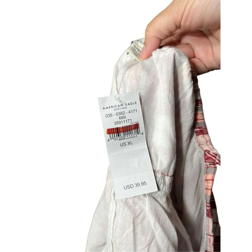 American‎ Eagle Womens Red Plaid Cropped Tank Top NWT XL - Image 5