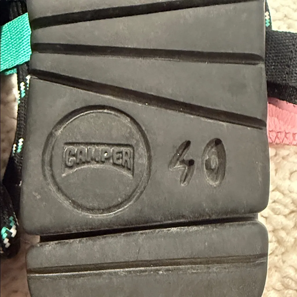 Camper Oruga WOMENS Black Sandals with Pink and Green size 40 USA 9 - Image 8