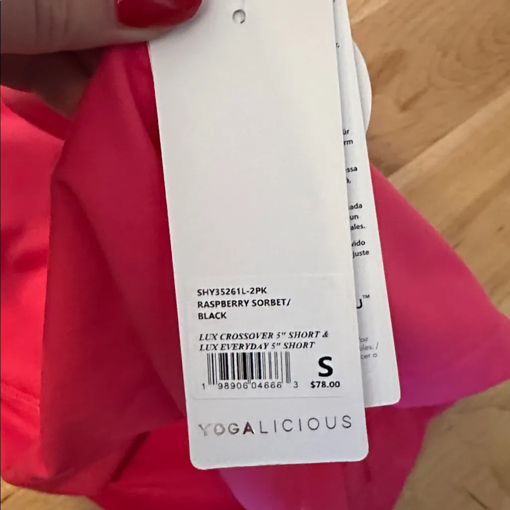 NWT Yogalicious Lux Crossover 5” Short Biker Pink Small - Image 11
