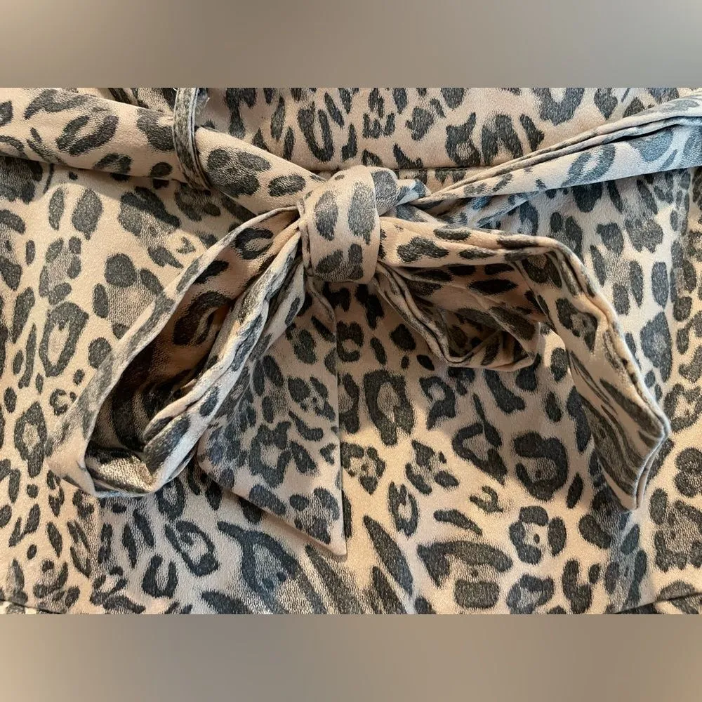 Glam‎ Leopard Print Tie Front Skort With Side Zipper Tan Black Size Medium - Image 3